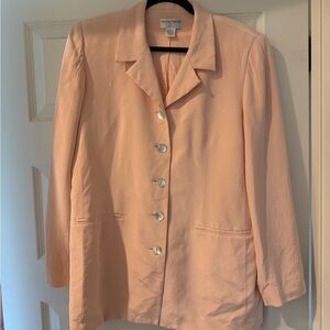 Vintage 100% Silk Pink Blazer Size 14